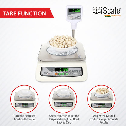 iScale i-05 Bluetooth Platform Scale | 30kg× 1g | MS Pan size 250x300mm | Front & Pole Green Display | Free Android/Pc App Billing | For Commercial & Industrial Use