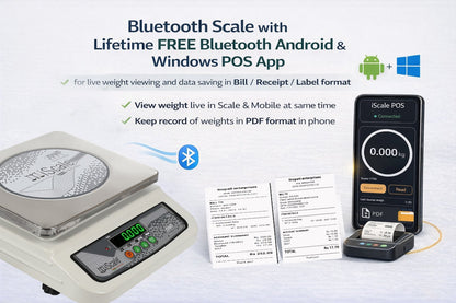 iScale i-06 Bluetooth Weighing Scale | 30kg × 1g | Front & Back Double Display Green| Free Easy to use Android/Pc App for Quick Billing | MS body & pan 10×12 inch | Kirana Shop, Kitchen and Commercial Purposes with Certificate