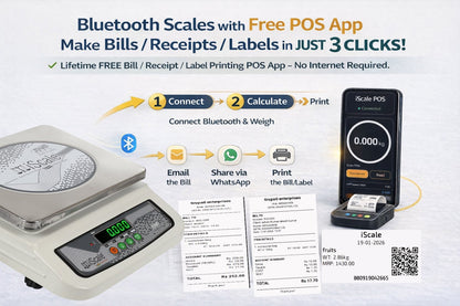 iScale i-06 Bluetooth Weighing Scale | 30kg × 1g | Front & Back Double Display Green| Free Easy to use Android/Pc App for Quick Billing | MS body & pan 10×12 inch | Kirana Shop, Kitchen and Commercial Purposes with Certificate