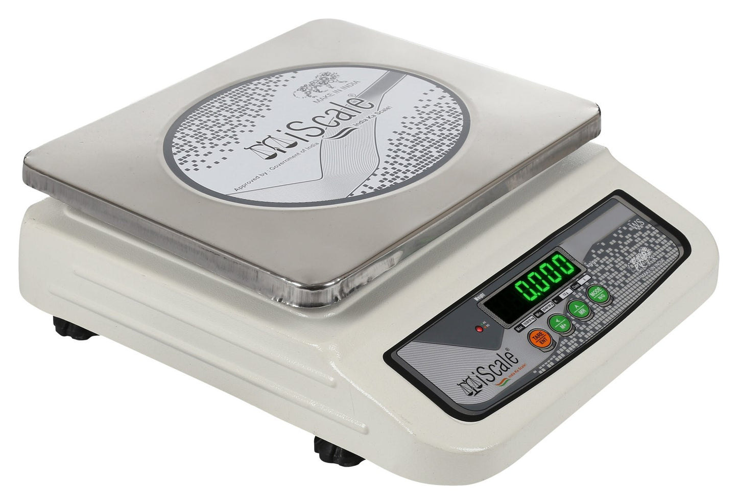 iScale i-06, 30kg x 1g commercial scale with stamp & certificate, 250x300mm SS Pan, Front & Back Green Display, Rechargeable