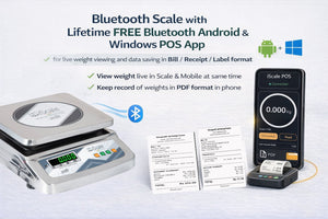 iScale i-07 Bluetooth Table Top Scale | 30kg× 1g | SS Pan size 250x300mm | Front & Back Green Display | Free Android/Pc App Billing | For Commercial & Industrial Use