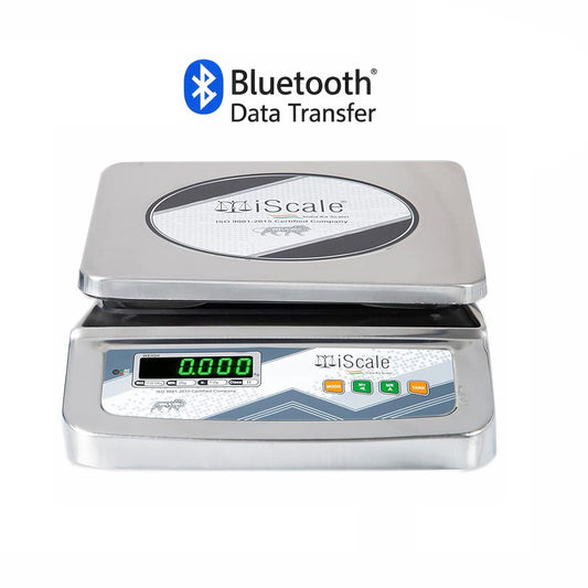 iScale i-07 Bluetooth Table Top Scale | 30kg× 1g | SS Pan size 250x300mm | Front & Back Green Display | Free Android/Pc App Billing | For Commercial & Industrial Use