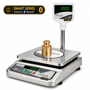 iScale S-07P 30kg x 1g Smart Bluetooth Scale | Stamp & Certificate | 250x300mm SS Pan | Free Android & Windows Weight Recording App | Front & Pole Green Display