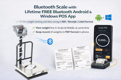 iScale i-12 Bluetooth Platform Scale | 100kg× 10g | SS Pan size 400x400mm | Front & Back Red Display | Free Android/Pc App Billing | For Commercial & Industrial Use