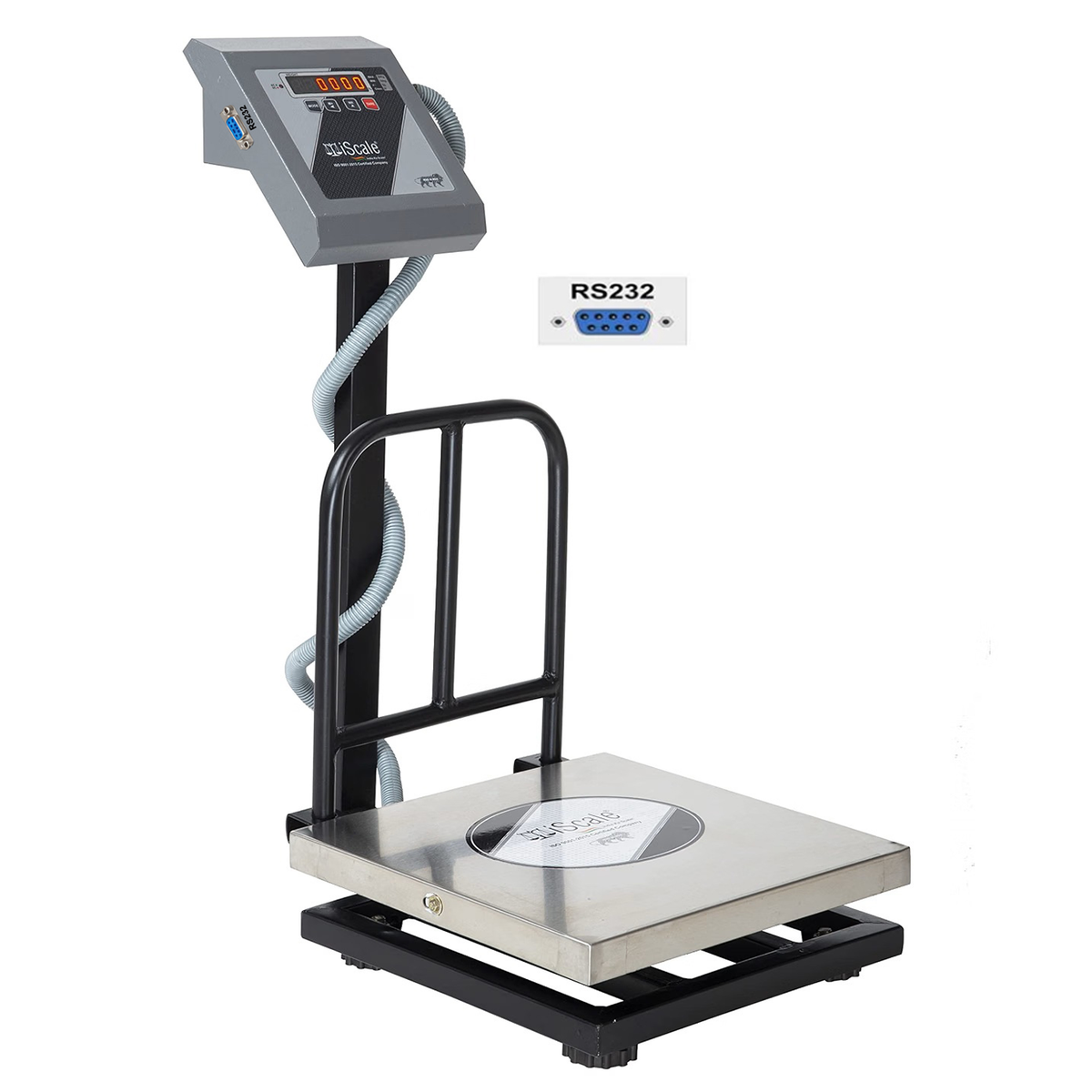 iScale i-12-RS232, 100kg x 10g platform scale, 400x400mm SS Pan, Front & Back Red Display With RS232 Serial Port, Chargeable