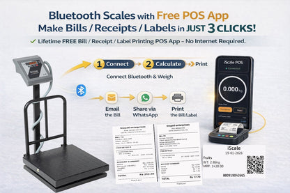 iScale i-13 Bluetooth Platform Scale | 100kg× 10g | MS Pan size 400x400mm | Front & Back Red Display | Free Android/Pc App Billing | For Commercial & Industrial Use