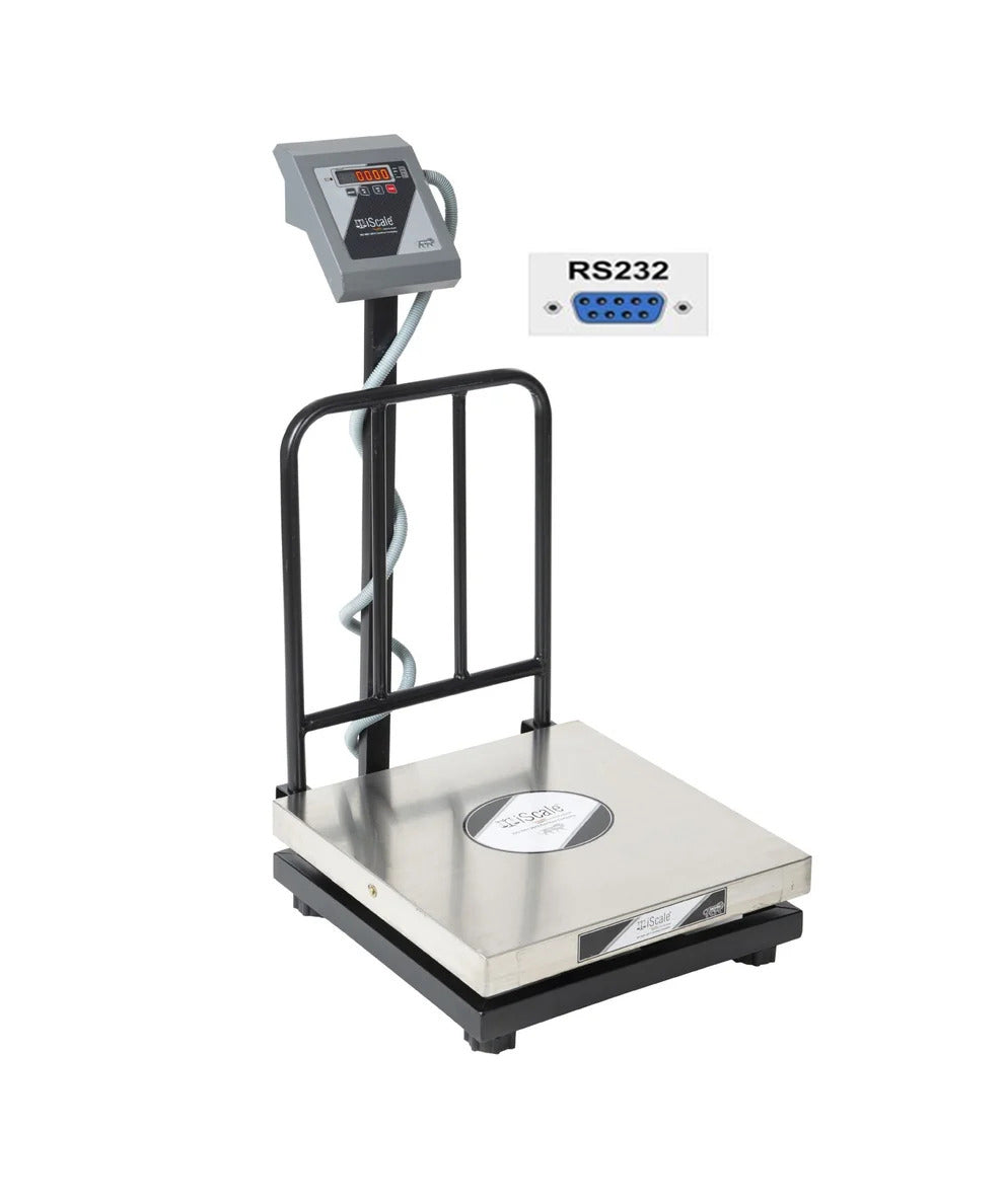 iScale i-16-RS232, 200kg x 20g platform scale, 500x500mm SS Pan, Front & Back Red Display with RS232 Serial Port, Chargeable