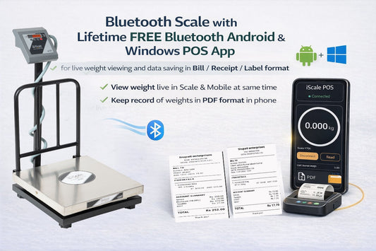 iScale i-14 Bluetooth Platform Scale | 150kg× 20g | SS Pan size 450x450mm | Front & Back Red Display | Free Android/Pc App Billing | For Commercial & Industrial Use