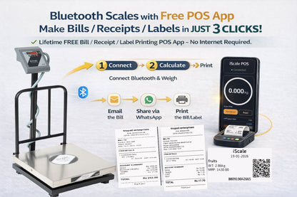 iScale i-18 Bluetooth Platform Scale | 300kg× 50g | SS Pan size 600x600mm | Front & Back Red Display | Free Android/Pc App Billing | For Commercial & Industrial Use
