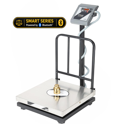 iScale S-18, 500kg x 50g Smart Bluetooth Scale | Stamp & Certificate | 600x600mm SS Pan | Free Android & Windows Weight Recording App | Front & Back Red Display