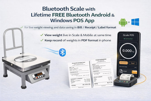iScale i-20 Bluetooth Platform Scale | 50kg× 5g | SS Pan size 300x300mm | Front & Back Red Display | Free Android/Pc App Billing | For Commercial & Industrial Use