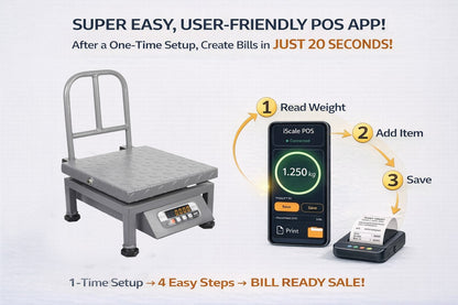 iScale i-21 Bluetooth Platform Scale | 100kg× 10g | MS Pan size 300x300mm | Front & Back Red Display | Free Android/Pc App Billing | For Commercial & Industrial Use
