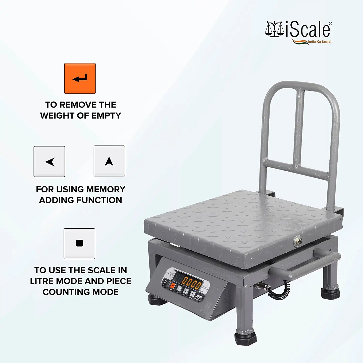 iScale i-21 Bluetooth Platform Scale | 100kg× 10g | MS Pan size 300x300mm | Front & Back Red Display | Free Android/Pc App Billing | For Commercial & Industrial Use