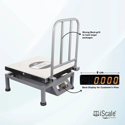 iScale i-22 Bluetooth Platform Scale | 100kg× 10g | SS Pan size 400x400mm | Front & Back Red Display | Free Android/Pc App Billing | For Commercial & Industrial Use