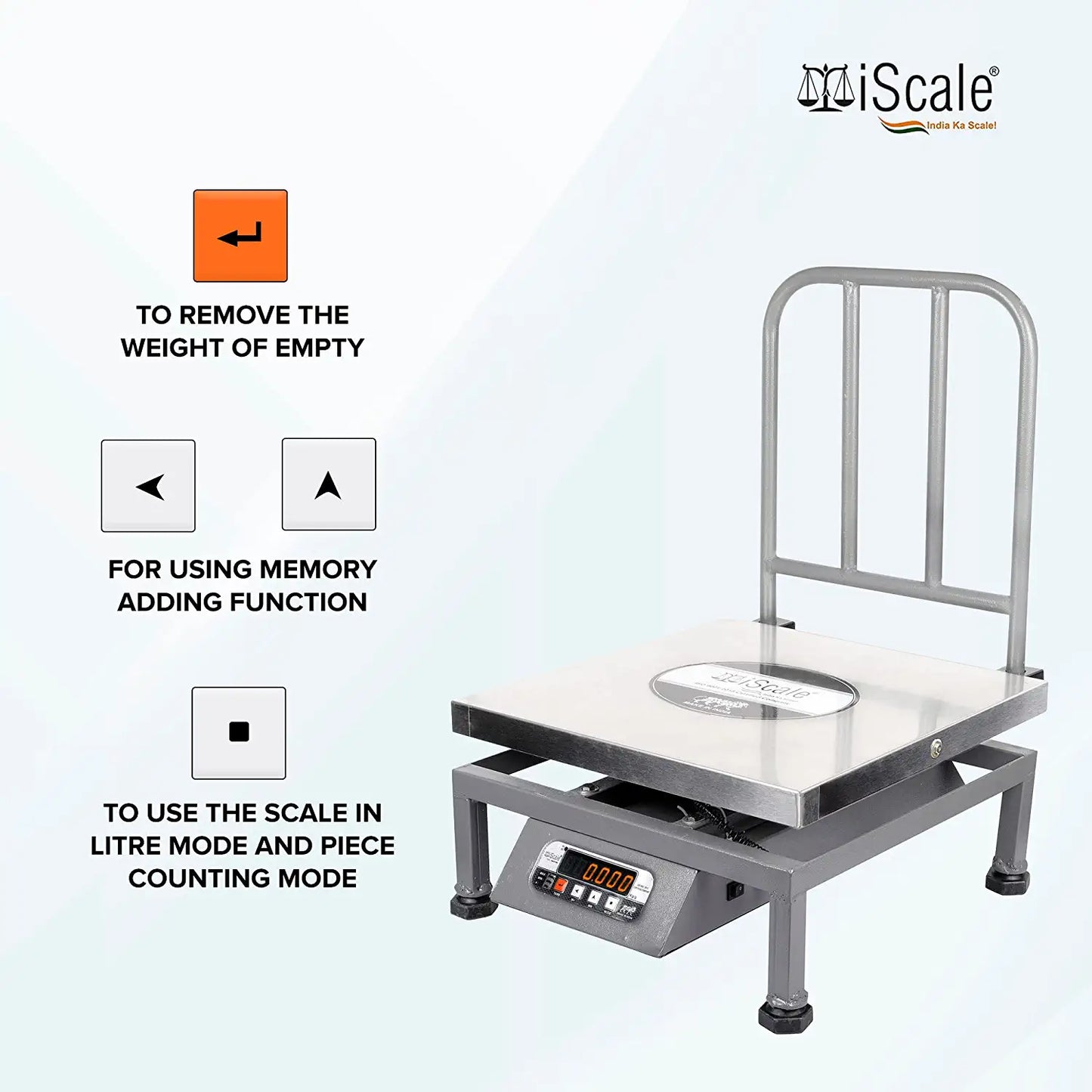 iScale i-22 Bluetooth Platform Scale | 200kg× 20g | SS Pan size 400x400mm | Front & Back Red Display | Free Android/Pc App Billing | For Commercial & Industrial Use