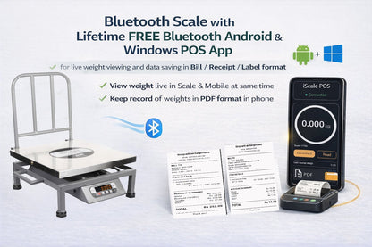 iScale i-22 Bluetooth Platform Scale | 200kg× 20g | SS Pan size 400x400mm | Front & Back Red Display | Free Android/Pc App Billing | For Commercial & Industrial Use