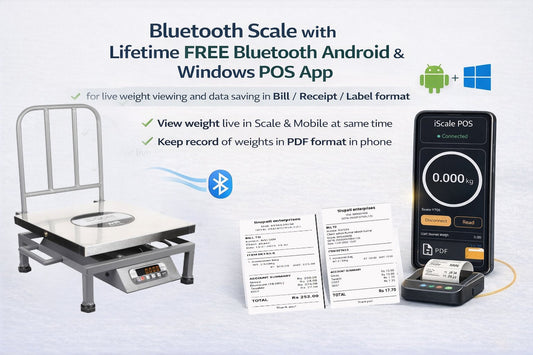 iScale i-22 Bluetooth Platform Scale | 200kg× 20g | SS Pan size 400x400mm | Front & Back Red Display | Free Android/Pc App Billing | For Commercial & Industrial Use