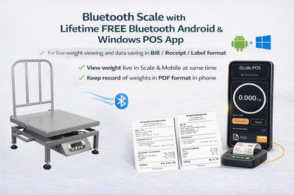 iScale i-23 Bluetooth Platform Scale | 150kg× 20g | MS Pan size 400x400mm | Front & Back Red Display | Free Android/Pc App Billing | For Commercial & Industrial Use