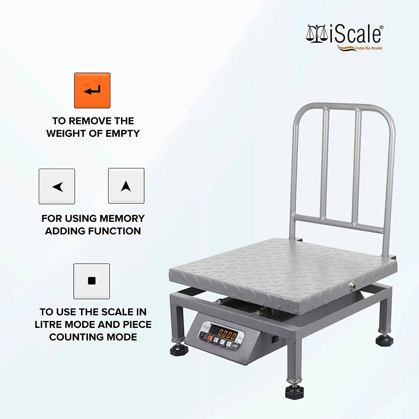 iScale i-23, 100kg x 10g commercial portable scale with stamp & certificate, 400x400mm MS Pan, Front & Back Red Display, Chargeable