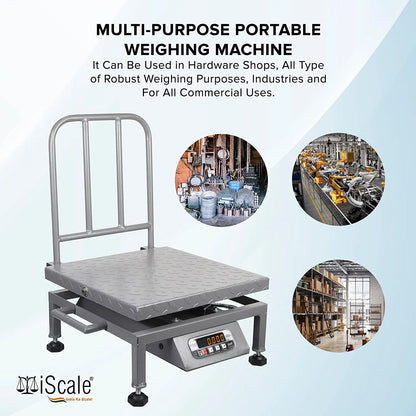 iScale i-23 Bluetooth Platform Scale | 200kg× 20g | MS Pan size 400x400mm | Front & Back Red Display | Free Android/Pc App Billing | For Commercial & Industrial Use