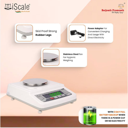 iScale i-32 1000g (1KG) x10mg (0.01g) Gold Weighing Scale for Jewelry Shops, Chemicals & Pharma with Windshield Cover, Double Side Display & Calibration Certificate (Stainless steel pan measures 110mm Dia)