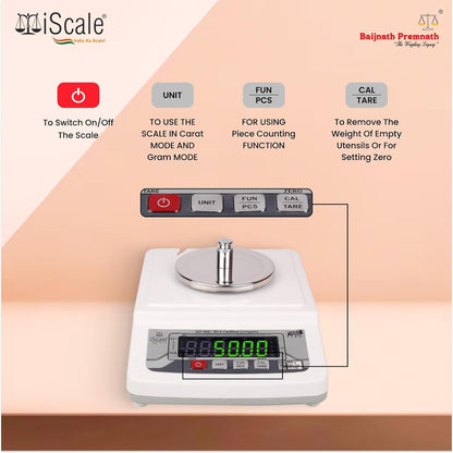 iScale i-32 1000g (1KG) x10mg (0.01g) Gold Weighing Scale for Jewelry Shops, Chemicals & Pharma with Windshield Cover, Double Side Display & Calibration Certificate (Stainless steel pan measures 110mm Dia)