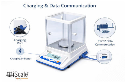 iScale Cerkel i-34 Analytical Balance 300g x 0.001g (1mg) | Repeatability ±3mg (0.003) | NABL Calibration Certificate & 200g Test Weight | Ideal for Gold Jewellery, Lab & Research purpose | RS232 Serial output for PC connectivity