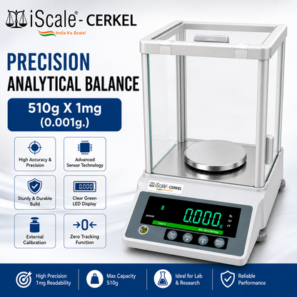 iScale Cerkel i-35 Analytical Balance 510g x 0.001g (1mg) |  NABL Calibration Certificate & 200g Test Weight | Ideal for Gold Jewellery, Lab & Research purpose |