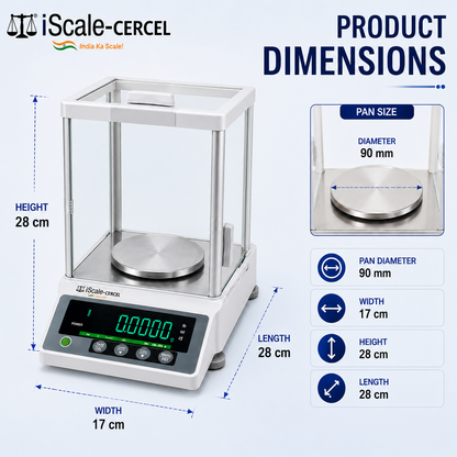 iScale Cerkel i-35 Analytical Balance 510g x 0.001g (1mg) |  NABL Calibration Certificate & 200g Test Weight | Ideal for Gold Jewellery, Lab & Research purpose |