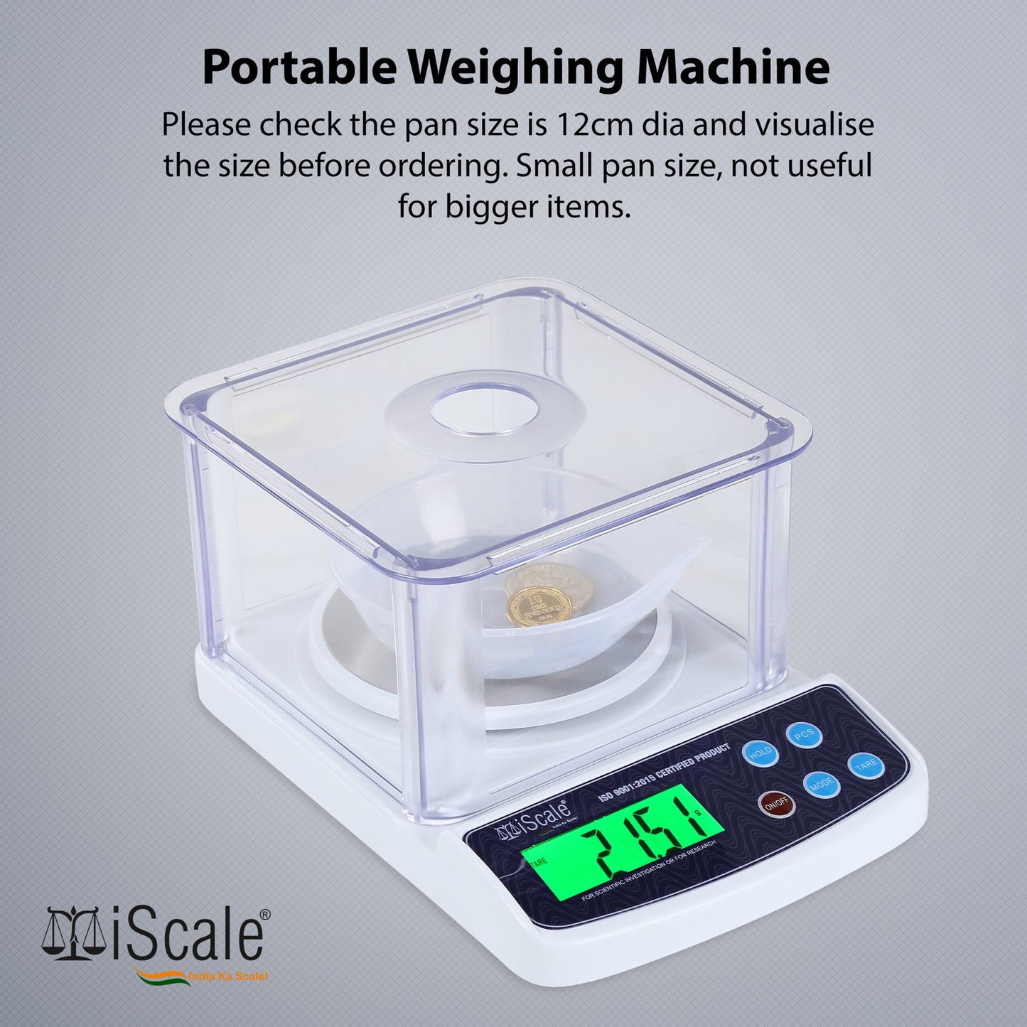 iScale i-400c Capacity 500g, Accuracy 10mg (0.01g) Analytical Balance for Labs and Gold Jewelry weighing with Windshield cover, Power Adapter & AAA Batteries (Domestic & Research Purpose)(Not A Legal Scale for Commercial use)