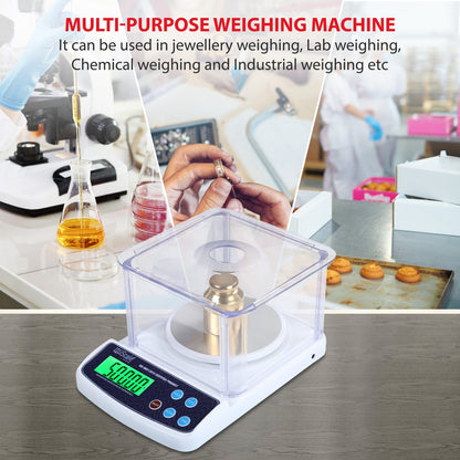 iScale i-400c Capacity 500g, Accuracy 10mg (0.01g) Analytical Balance for Labs and Gold Jewelry weighing with Windshield cover, Power Adapter & AAA Batteries (Domestic & Research Purpose)(Not A Legal Scale for Commercial use)