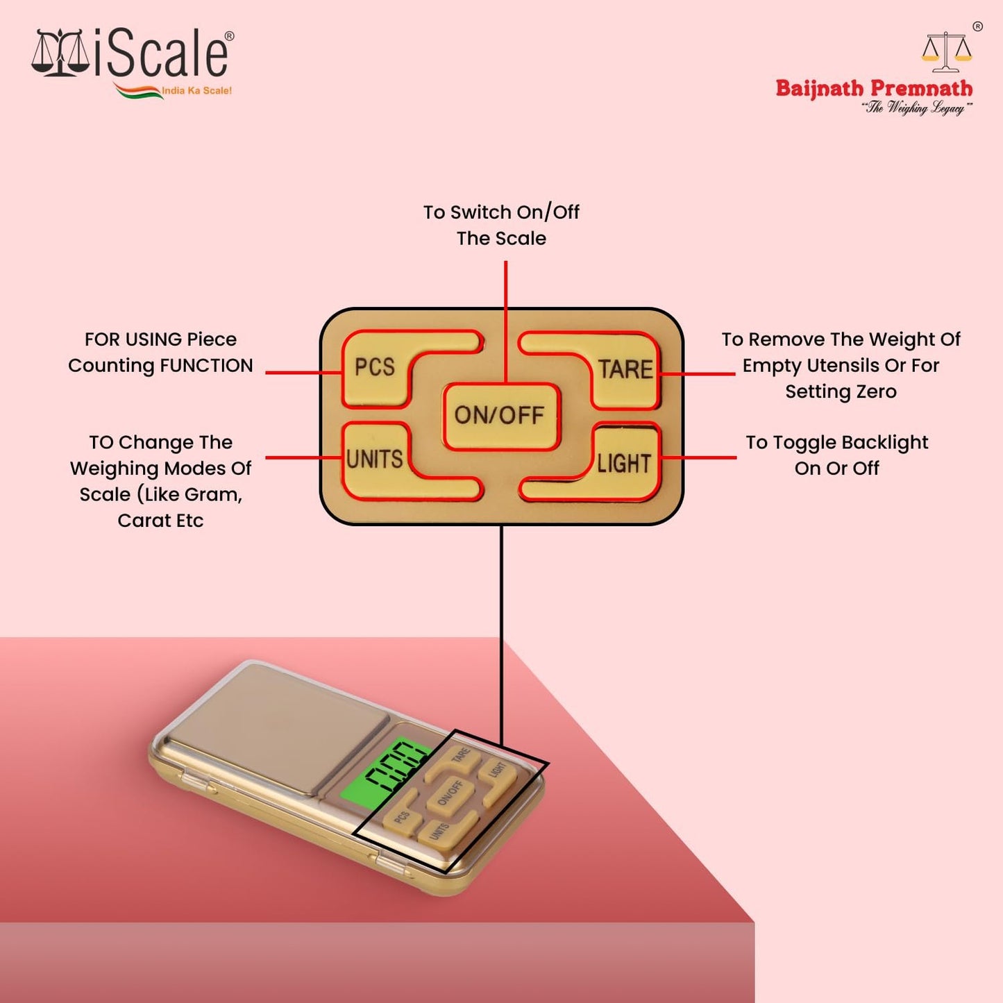 Baijnath Premnath KES Professional Pocket Scale - 200g x 0.01g Precision, Ideal for Jewelry and Lab Use - Golden Edition(Not A Legal Scale for Commercial use )