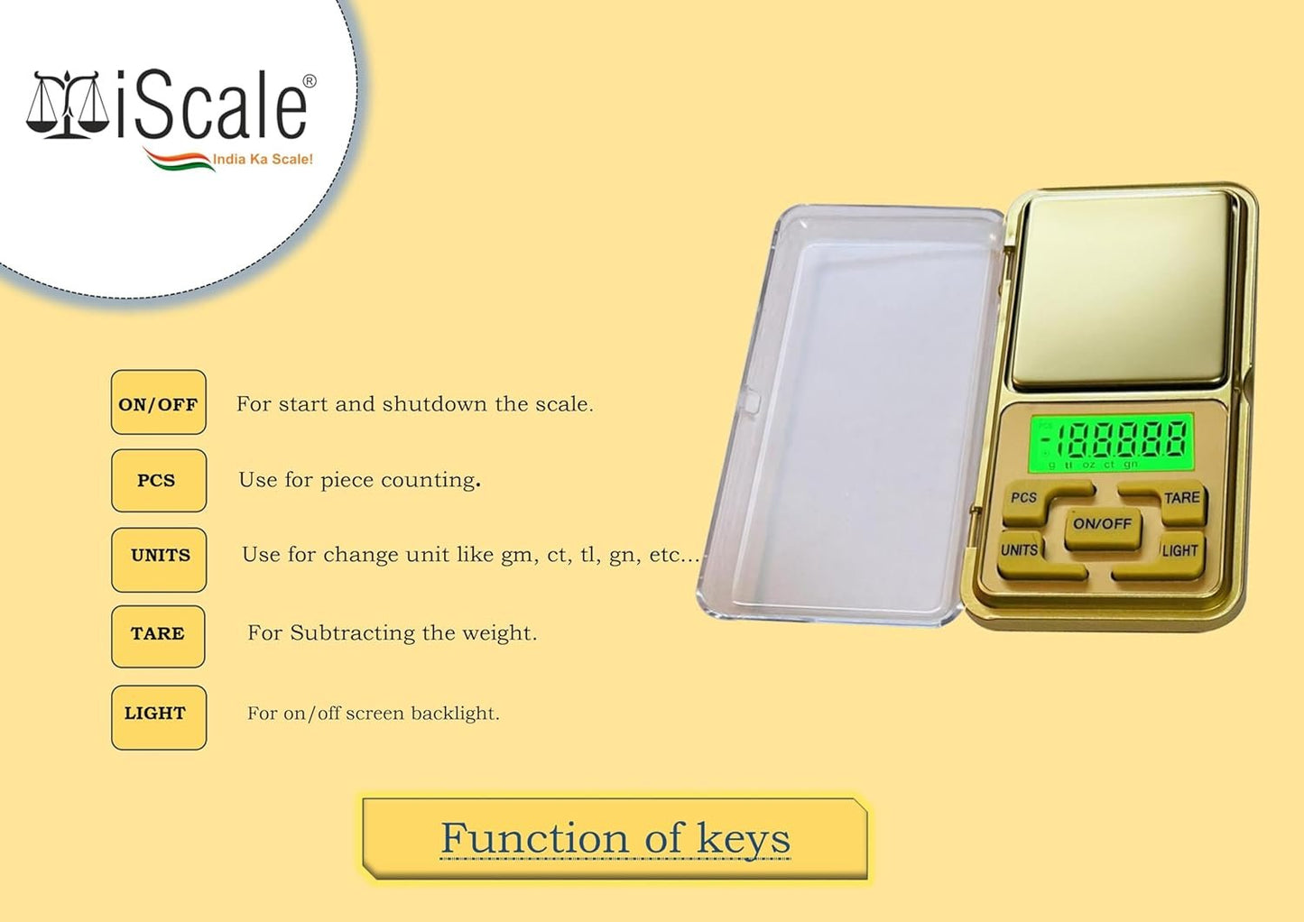 Baijnath Premnath KES Professional Pocket Scale - 200g x 0.01g Precision, Ideal for Jewelry and Lab Use - Golden Edition(Not A Legal Scale for Commercial use )