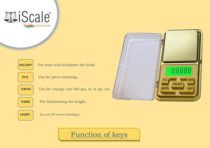 Baijnath Premnath KES Professional Pocket Scale - 200g x 0.01g Precision, Ideal for Jewelry and Lab Use - Golden Edition(Not A Legal Scale for Commercial use )