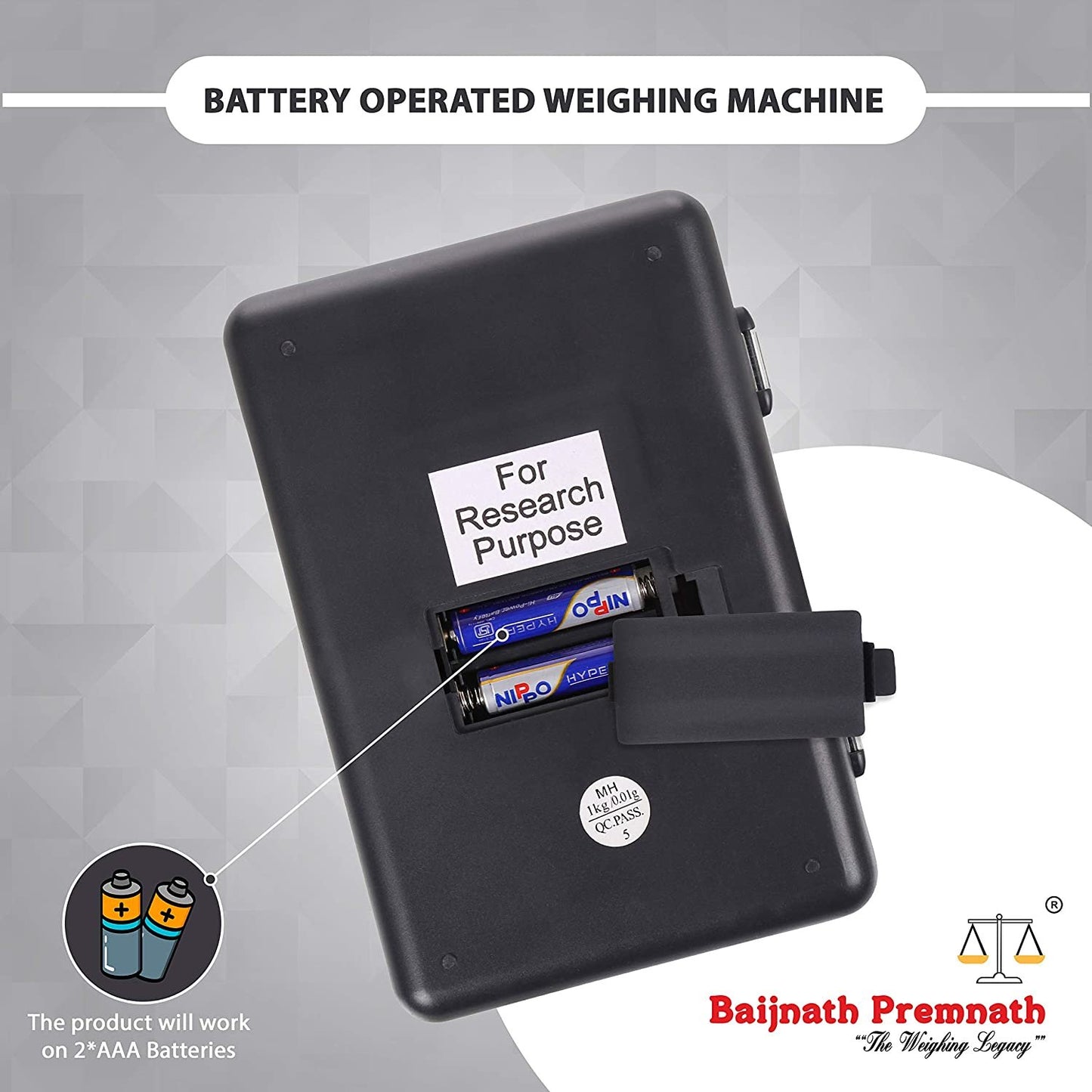 Baijnath Premnath Atom MH888 Palm Scale maximum weight 1kg (1000g) Accuracy 10mg (0.01g) Multipurpose Jewellery and medicine weighing scale (Not A Legal Scale for Commercial use)