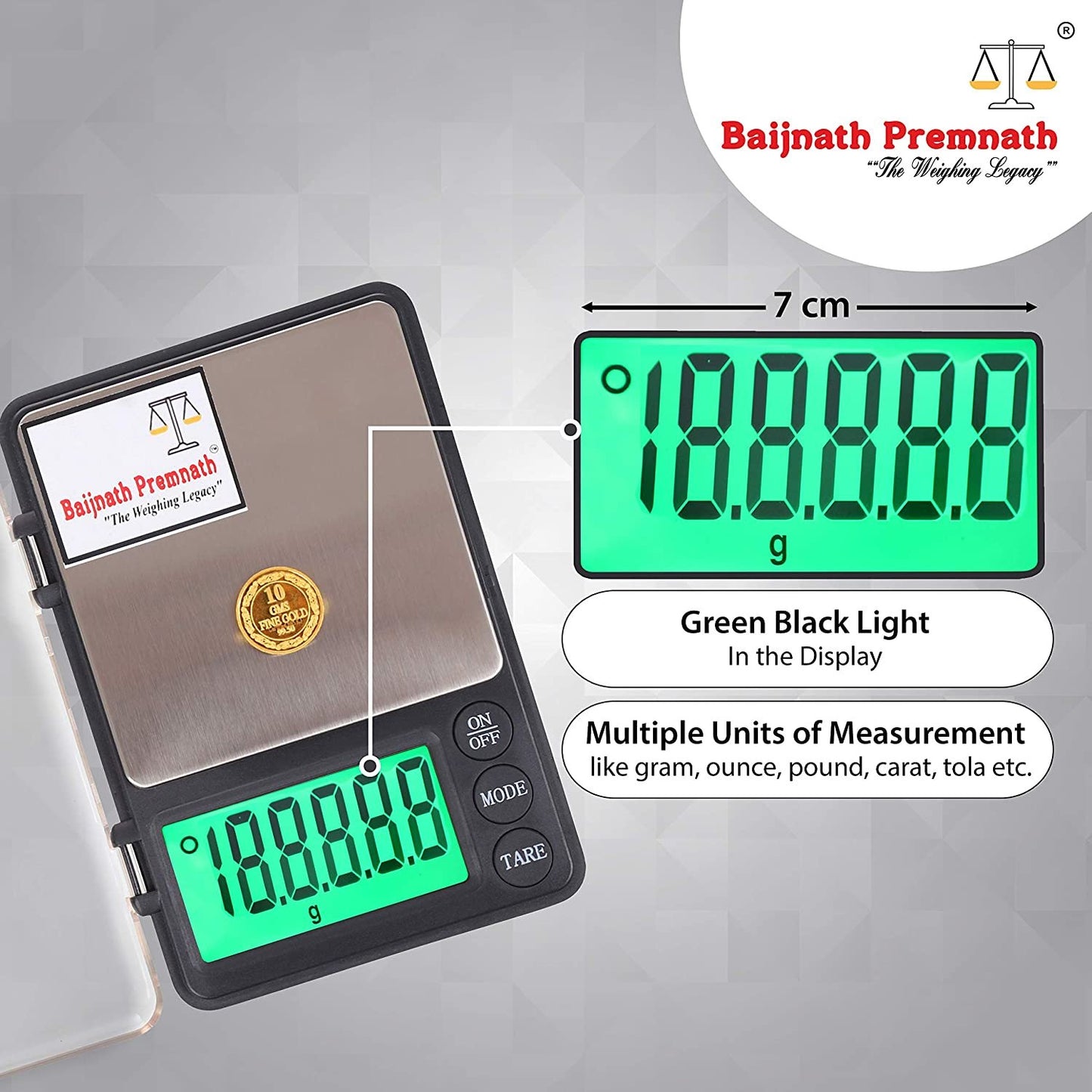 Baijnath Premnath Atom MH888 Palm Scale maximum weight 1kg (1000g) Accuracy 10mg (0.01g) Multipurpose Jewellery and medicine weighing scale (Not A Legal Scale for Commercial use)