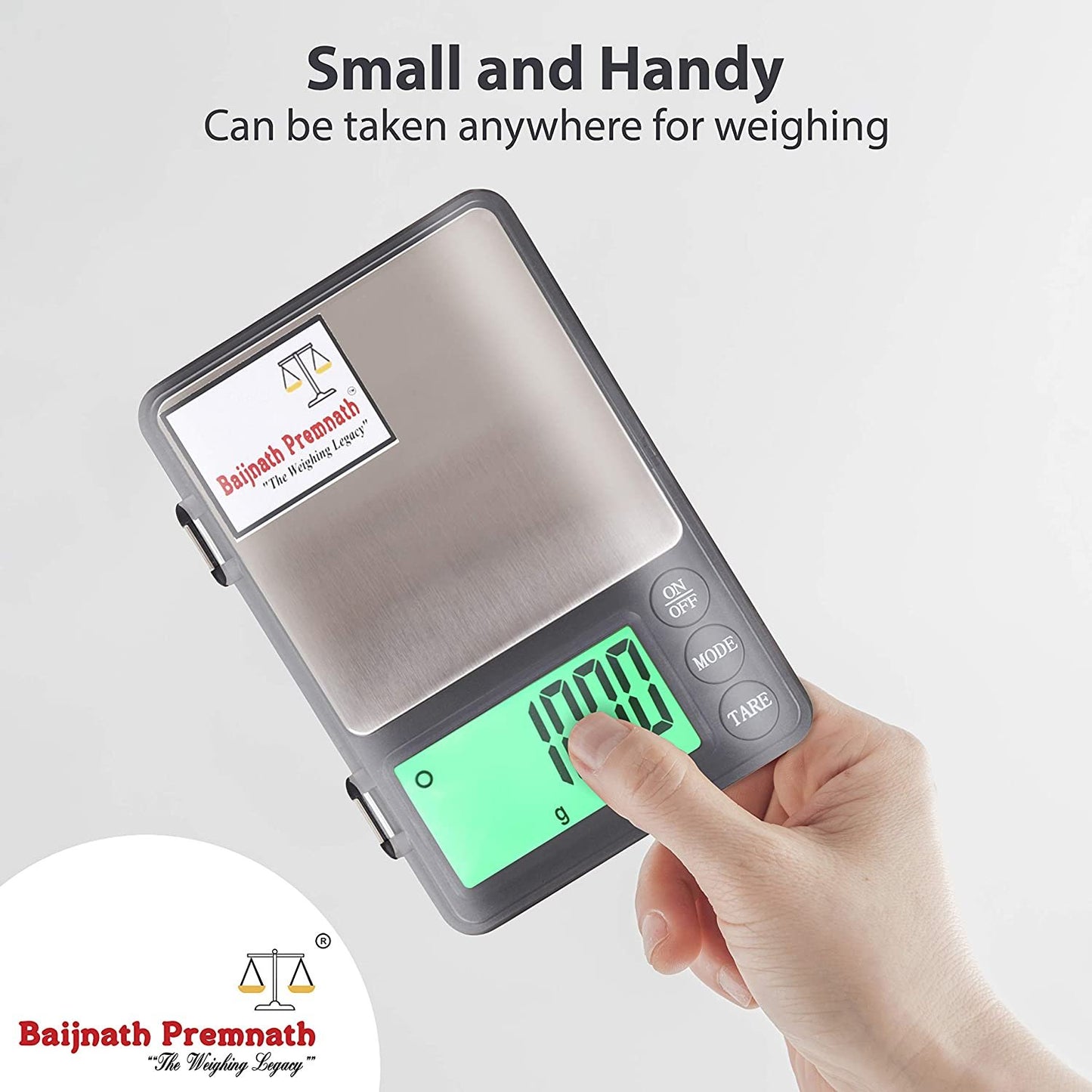 Baijnath Premnath Atom MH888 Palm Scale maximum weight 1kg (1000g) Accuracy 10mg (0.01g) Multipurpose Jewellery and medicine weighing scale (Not A Legal Scale for Commercial use)