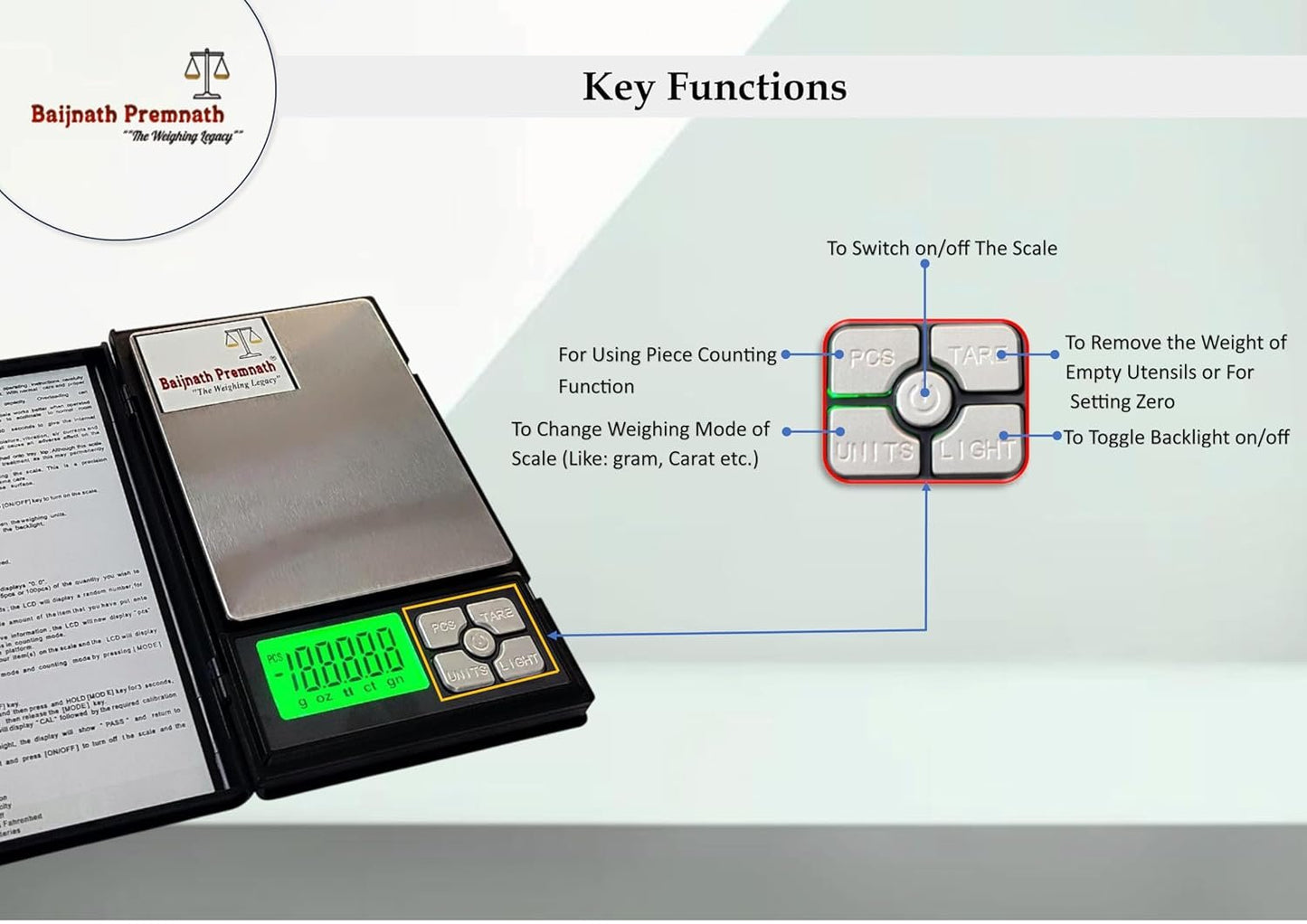 Baijnath Premnath Digital Notebook 500gm x 10mg (0.01g) Gold and Silver Jewellery, Chemical & Medicine Weighing Scale and for home and professionals