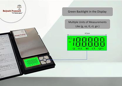 Baijnath Premnath Digital Notebook 500gm x 10mg (0.01g) Gold and Silver Jewellery, Chemical & Medicine Weighing Scale and for home and professionals
