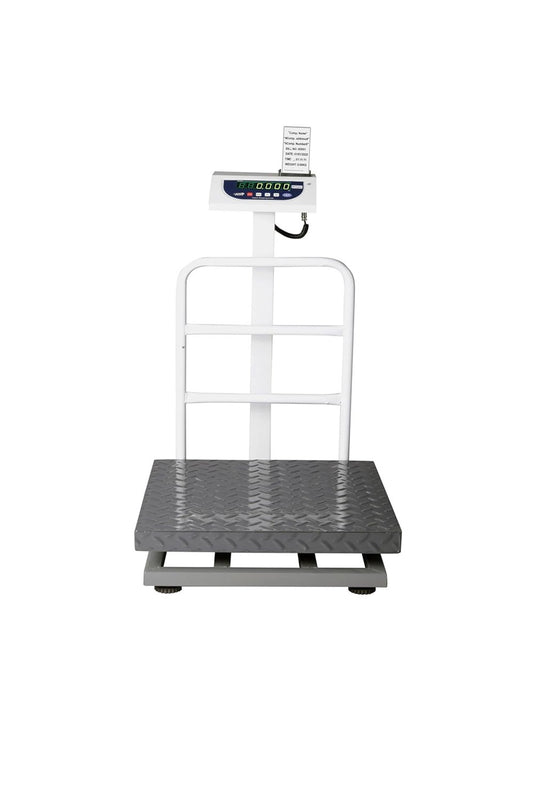 iScale P-100M: 100kg x 10g Commercial Scale with Weight Slip Printing by Built-in Thermal Printer, 400x400mm Mild Steel Chequered Platform, Calibration Certificate Included