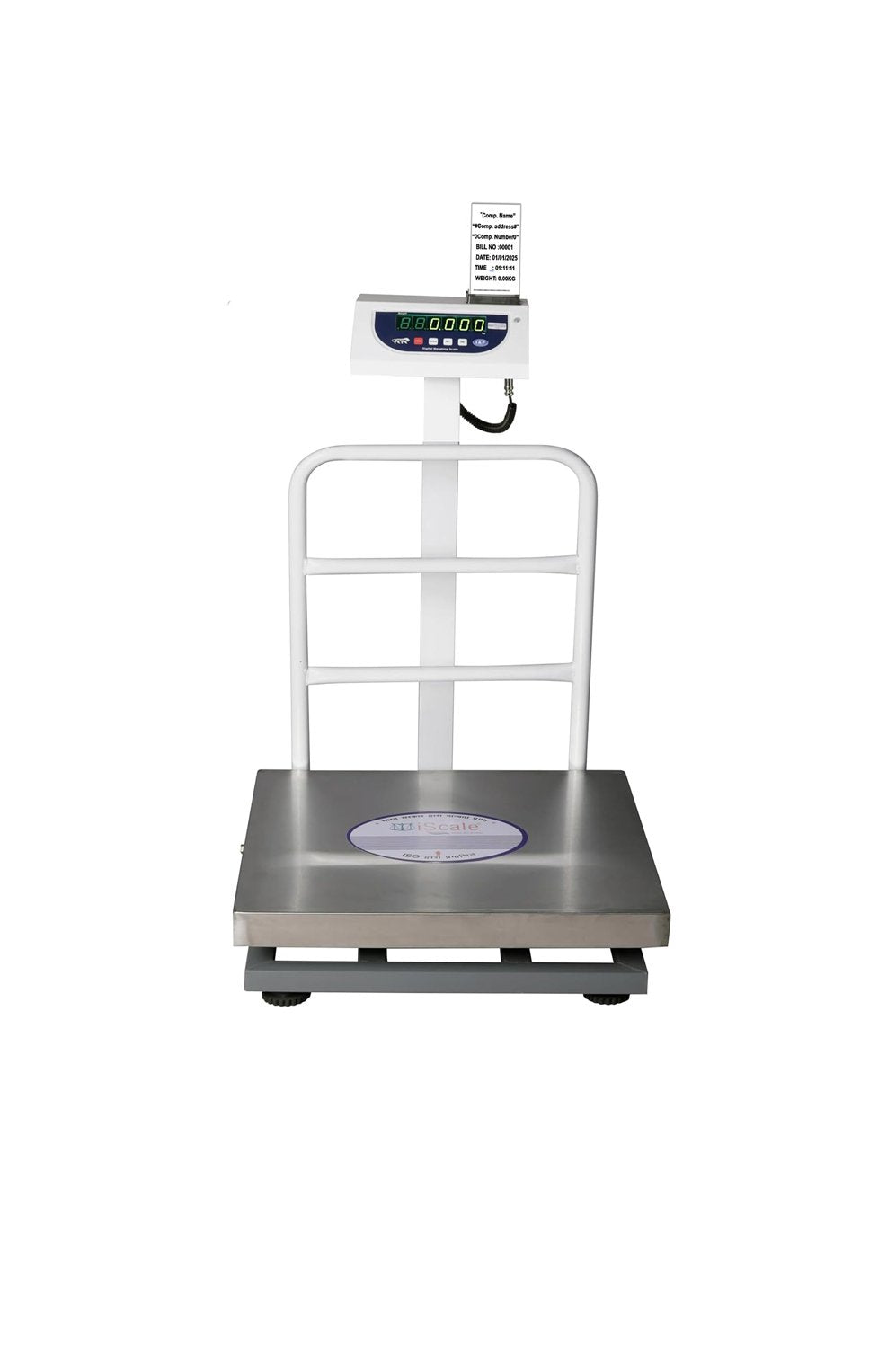 iScale P-150S: 150kg x 20g Commercial Scale with Weight Slip Printing by Built-in Thermal Printer, 450x450mm Stainless Steel Pan, Calibration Certificate Included