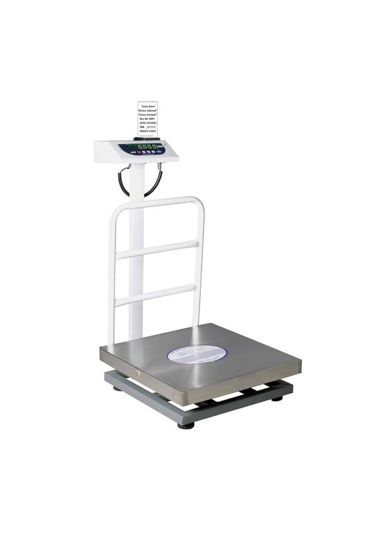 iScale P-200S: 200kg x 20g Commercial Scale with Weight Slip Printing by Built-in Thermal Printer, 500x500mm Stainless Steel Pan, Calibration Certificate Included