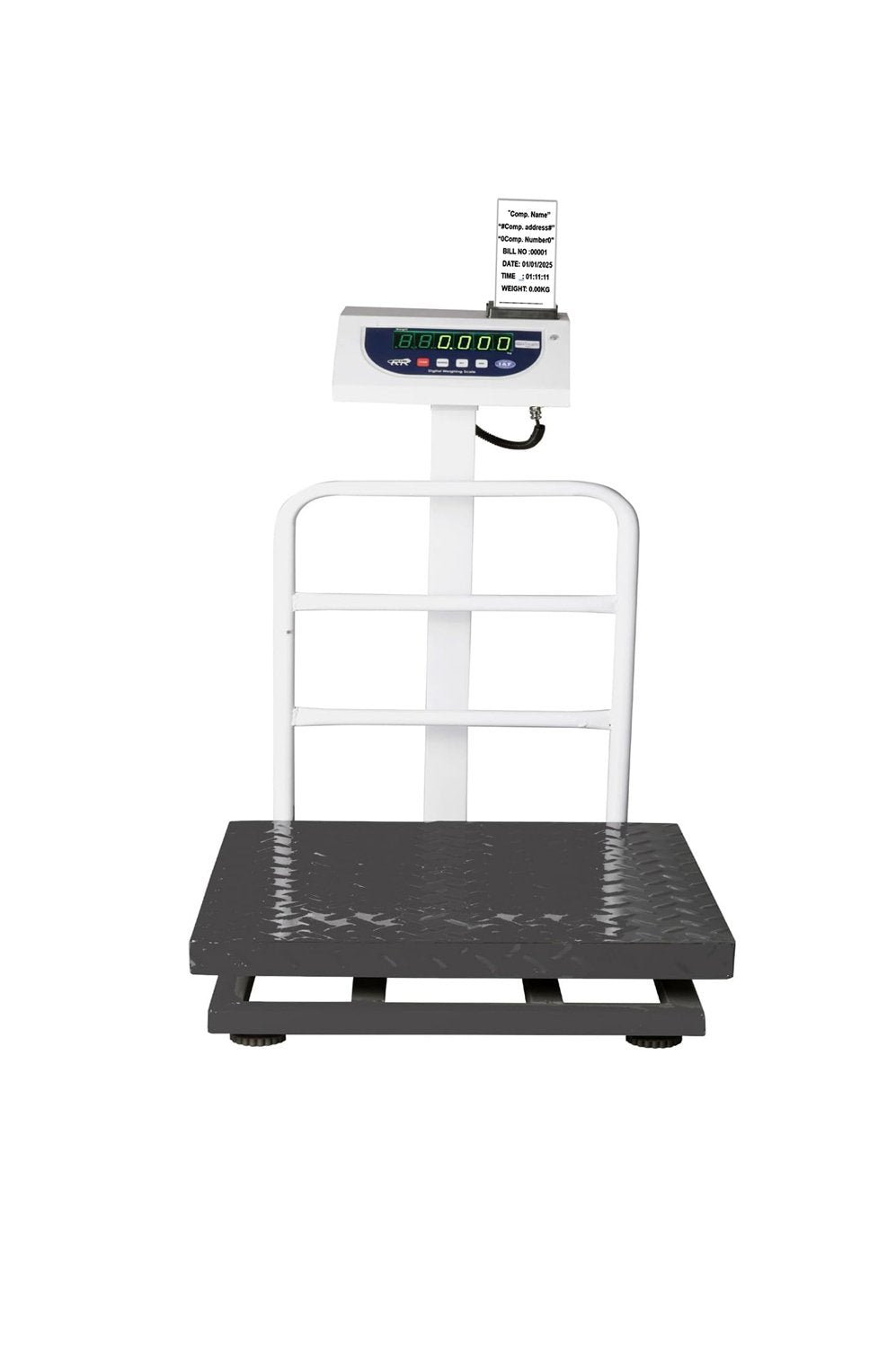 iScale P-300M: 300kg x 50g Commercial Scale with Weight Slip Printing by Built-in Thermal Printer, 600x600mm Mild Steel Chequered Platform, Calibration Certificate Included