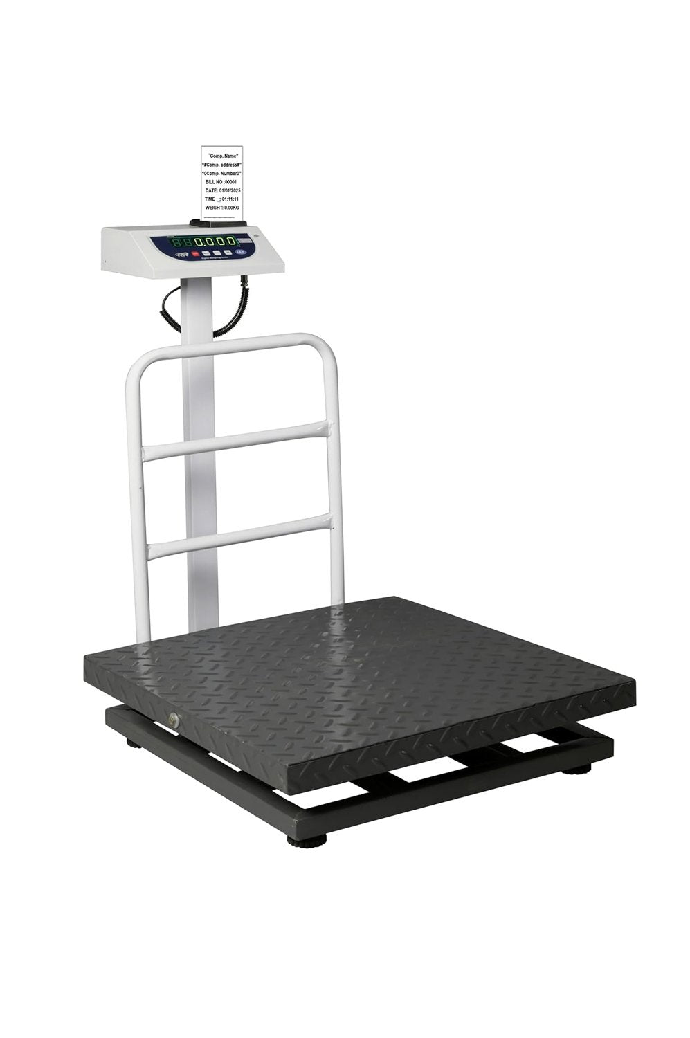 iScale P-500M: 500kg x 50g Commercial Scale with Weight Slip Printing by Built-in Thermal Printer, 600x600mm Mild Steel Chequered Platform, Calibration Certificate Included