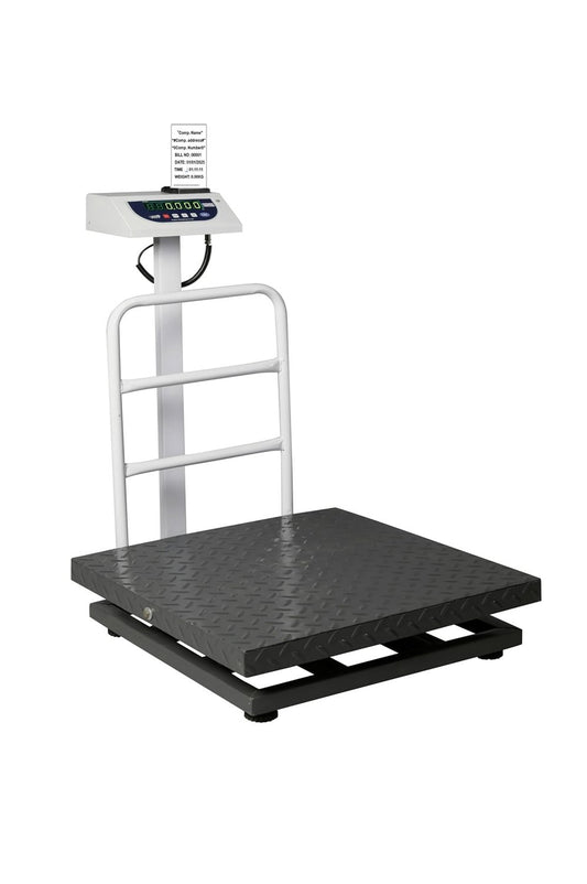 iScale P-500M: 500kg x 50g Commercial Scale with Weight Slip Printing by Built-in Thermal Printer, 600x600mm Mild Steel Chequered Platform, Calibration Certificate Included