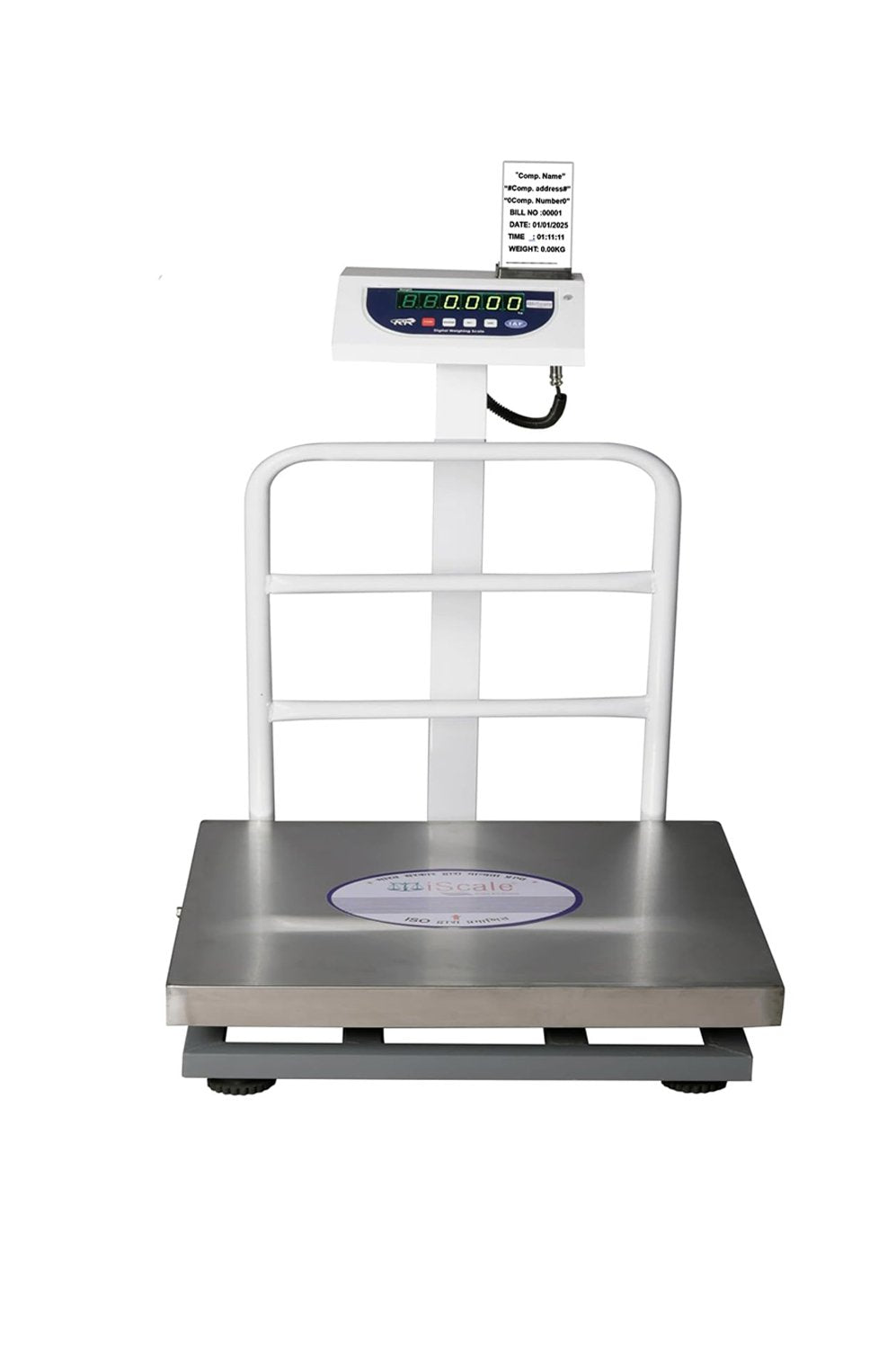 iScale P-500S: 500kg x 50g Commercial Scale with Weight Slip Printing by Built-in Thermal Printer, 600x600mm Stainless Steel Platform, Calibration Certificate Included