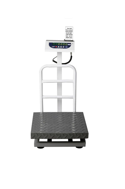 iScale P-50M: 50kg x 5g Commercial Scale with Weight Slip Printing by Built-in Thermal Printer, 350x350mm Mild Steel Chequered Platform, Calibration Certificate Included