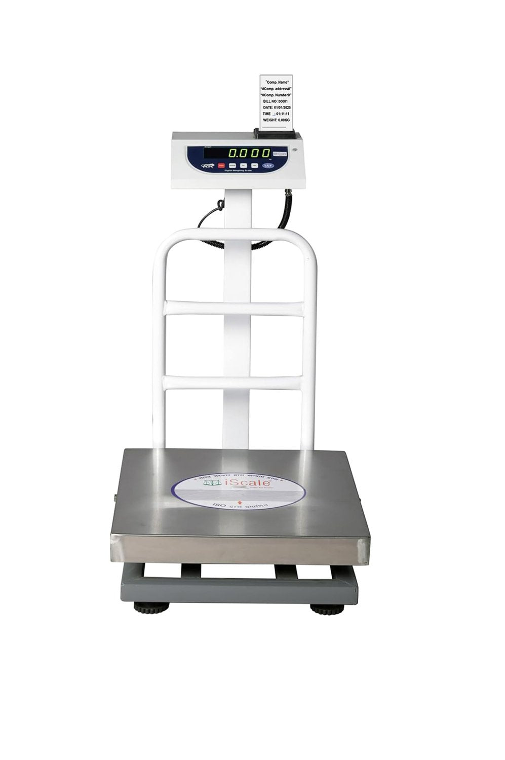 iScale P-50S: 50kg x 5g Commercial Scale with Weight Slip Printing by Built-in Thermal Printer, 350x350mm Stainless Steel Pan, Calibration Certificate Included