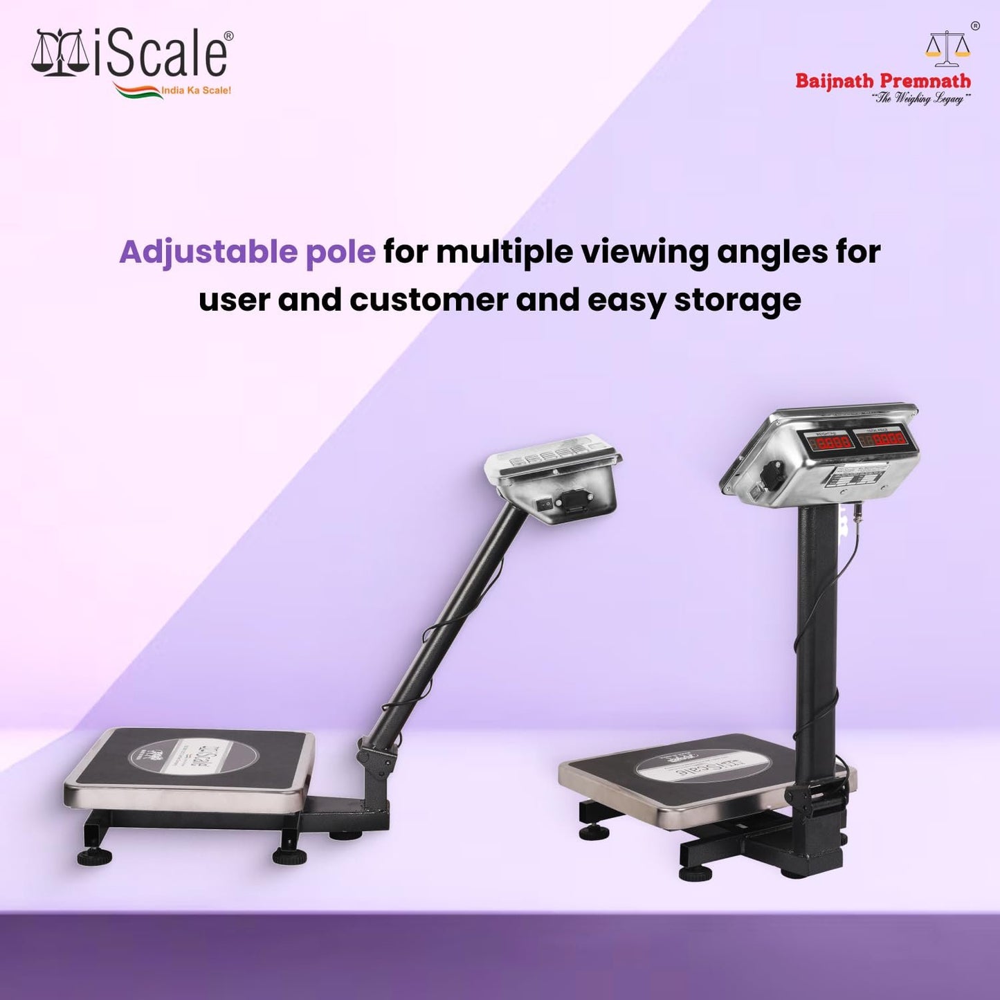 iScale i-10: 50kg x 5g Commercial Price Computing scale with stamp & certificate 20x30cm SS PanFront & Pole Red Display, Rechargeable