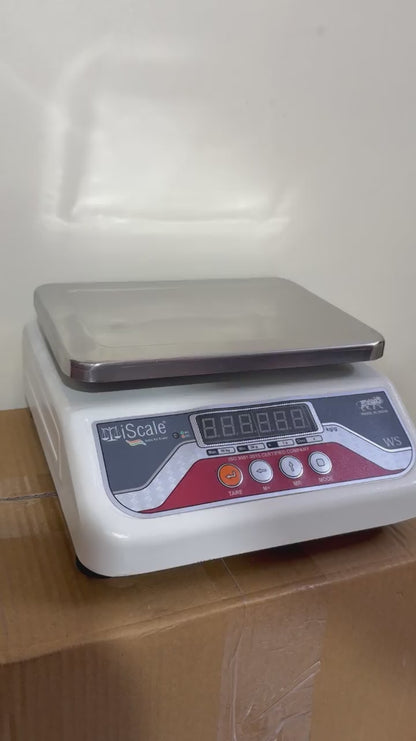 iScale i-04, 15kg x 500mg commercial scale with stamp & certificate, 175x225mm SS Pan, Front & Back Green Display, Rechargeable